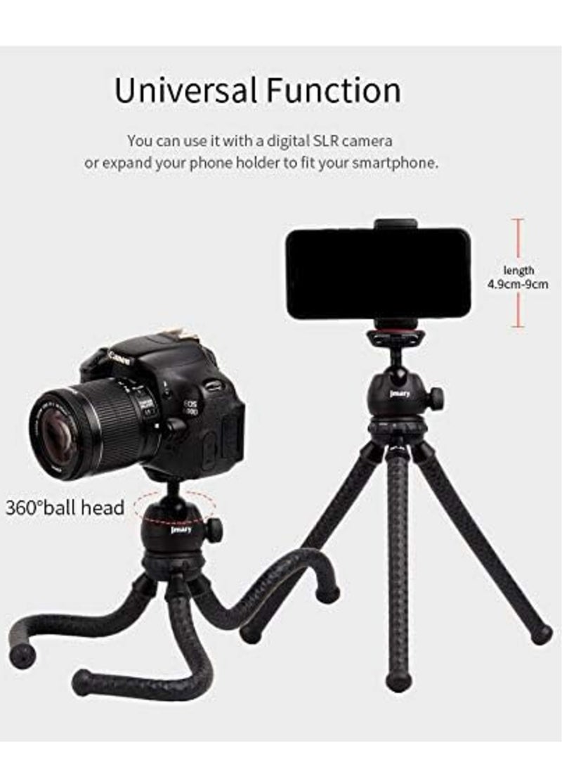 ELTRAZONE MT-25 Table Top Mini Portable Flexible Tripod Stand for Mobile Phones and DSLRs – Includes Universal Mobile Phone Holder (MT-25-BLK) - Image 2