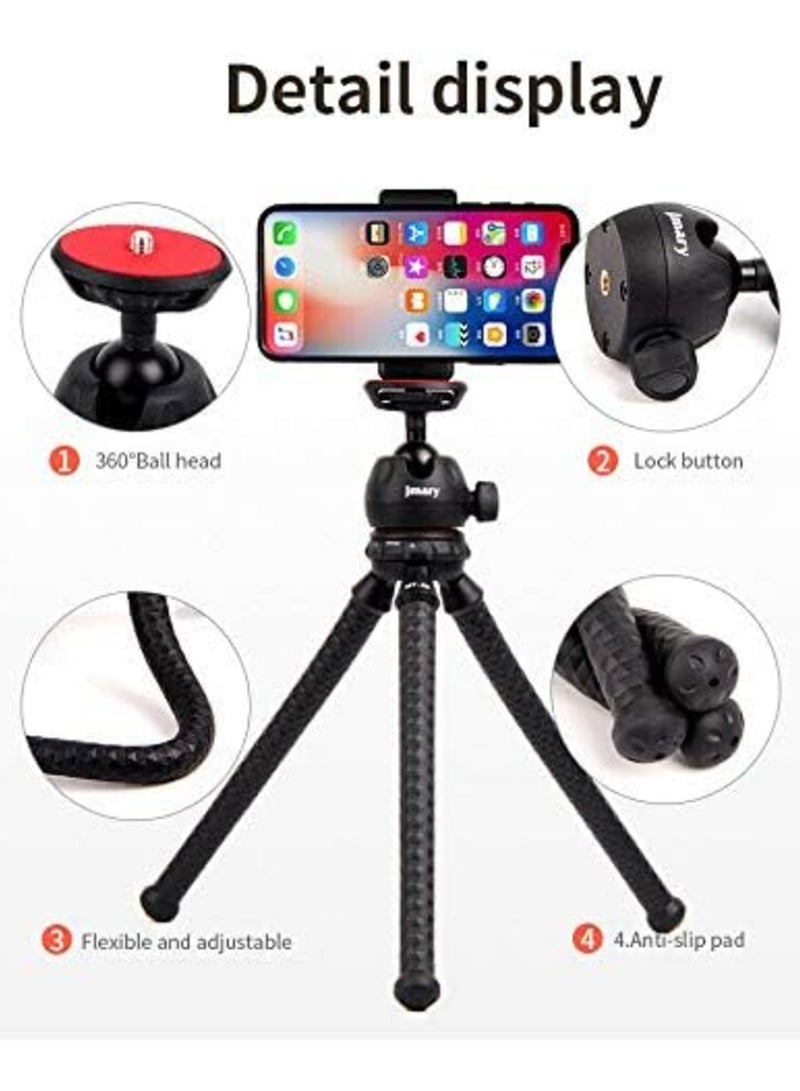 ELTRAZONE MT-25 Table Top Mini Portable Flexible Tripod Stand for Mobile Phones and DSLRs – Includes Universal Mobile Phone Holder (MT-25-BLK) - Image 3