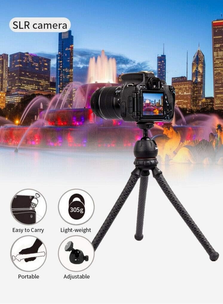 ELTRAZONE MT-25 Table Top Mini Portable Flexible Tripod Stand for Mobile Phones and DSLRs – Includes Universal Mobile Phone Holder (MT-25-BLK) - Image 5