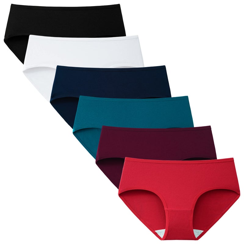 INNERSY Womens Underwear Cotton Hipster Panties Regular & Plus Size 6-Pack(Scarlet Navy,Medium) - Image 1