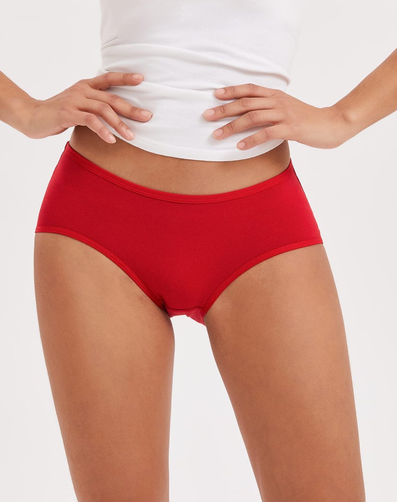 INNERSY Womens Underwear Cotton Hipster Panties Regular & Plus Size 6-Pack(Scarlet Navy,Medium) - Image 2