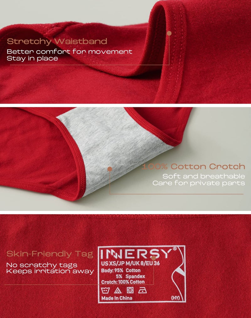 INNERSY Womens Underwear Cotton Hipster Panties Regular & Plus Size 6-Pack(Scarlet Navy,Medium) - Image 5