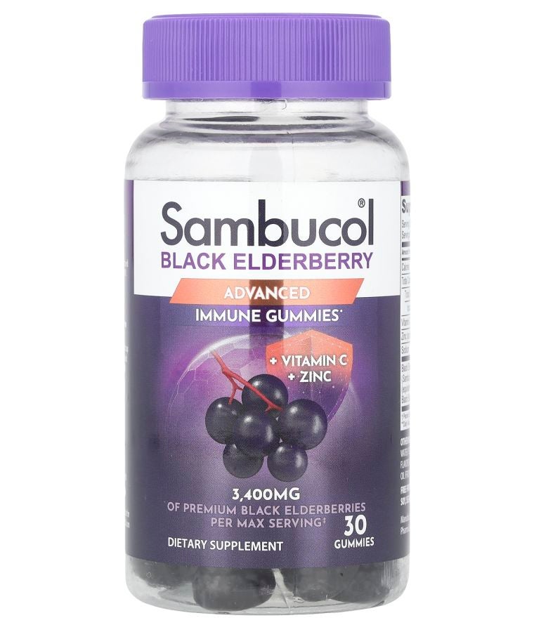 Black Elderberry Advanced Immune Gummies + Vitamin C + Zinc 30 Gummies