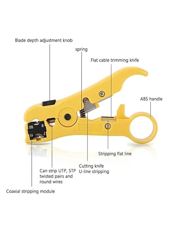 PROMASS - Crimping Tool Kit for RJ11/ RJ12/ CAT5/ CAT6/ Cat5e, Professional Computer Maintenance Network Repair Tool Set include Cable Cutter Cable Tester and Plier Crimp Crimper Plug Clamp Tool - Image 1