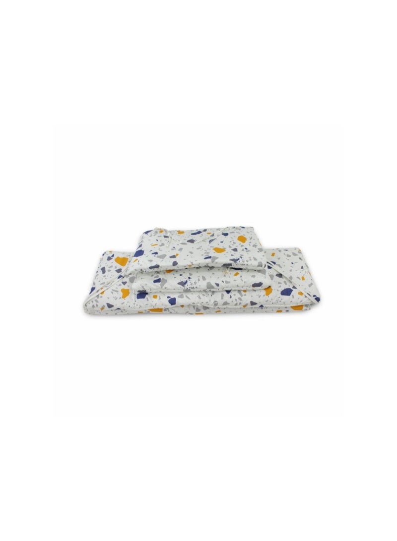 Cotton Bed Sheets – Off-White with Rocks Print - Image 2