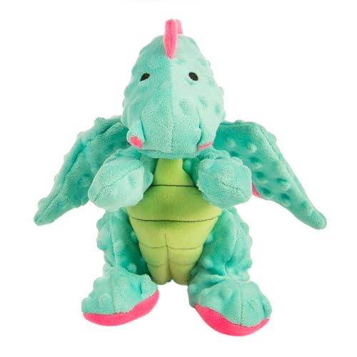 goDog Dragons Squeaky Plush Dog Toy with Chew Guard Technology Durable Fabric Squeaker for Active Play Seafoam Large - Image 1