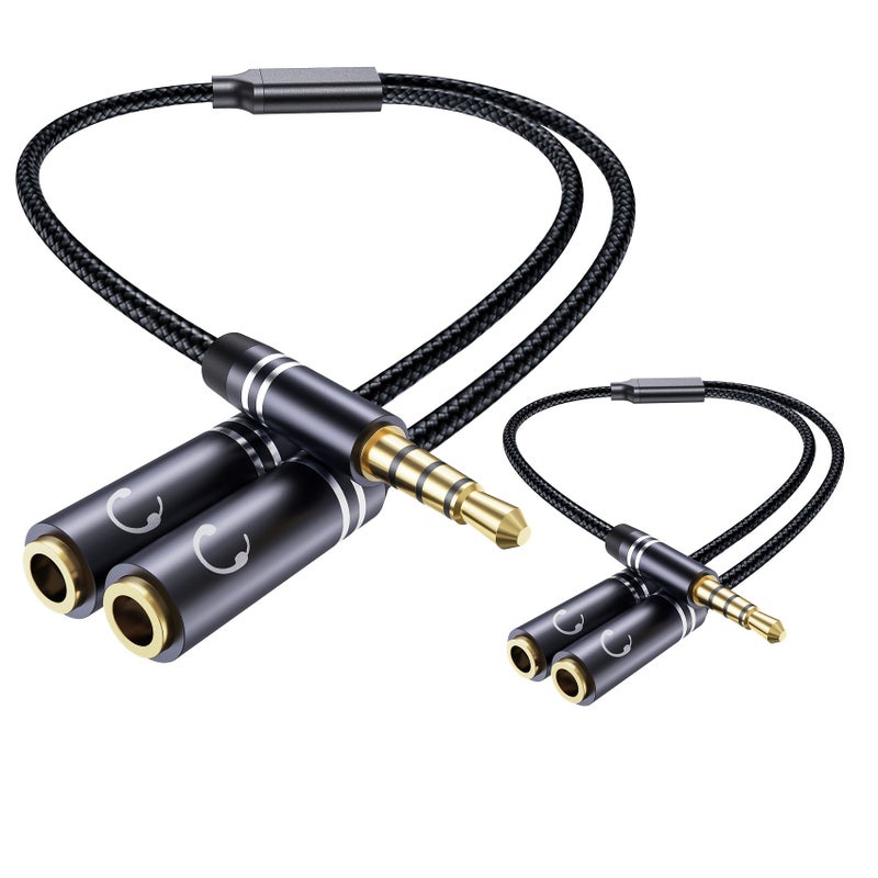 3.5mm TRRS Headphone Splitter Male To 2 Female Audio Y Cable Hi Fi Sound Gaming Headset Adapter For Console Smartphone 2pcs - Image 2