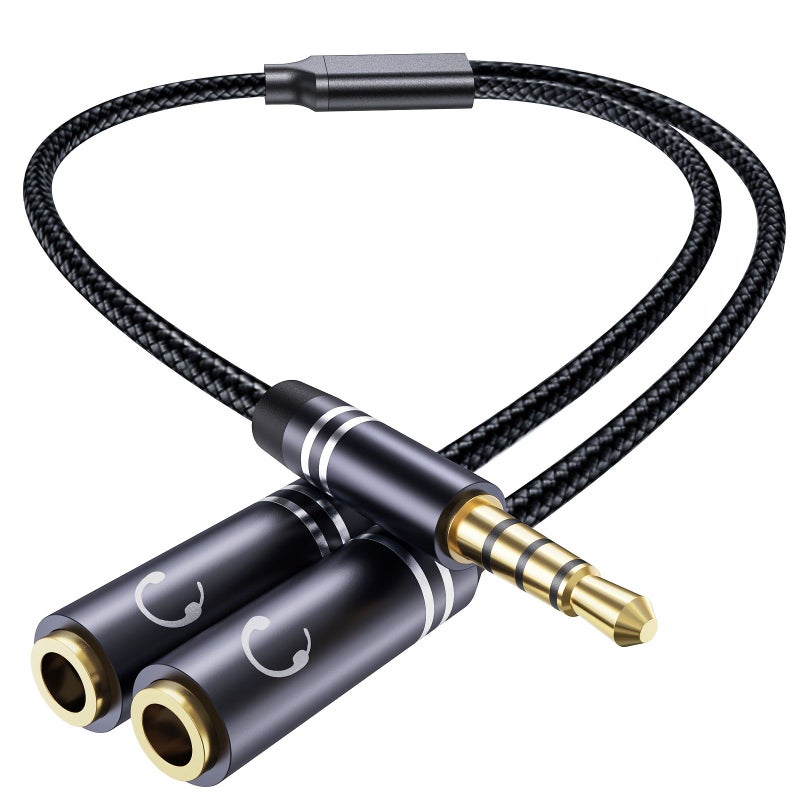 3.5mm TRRS Headphone Splitter Male To 2 Female Audio Y Cable Hi Fi Sound Gaming Headset Adapter For Console Smartphone 2pcs - Image 1