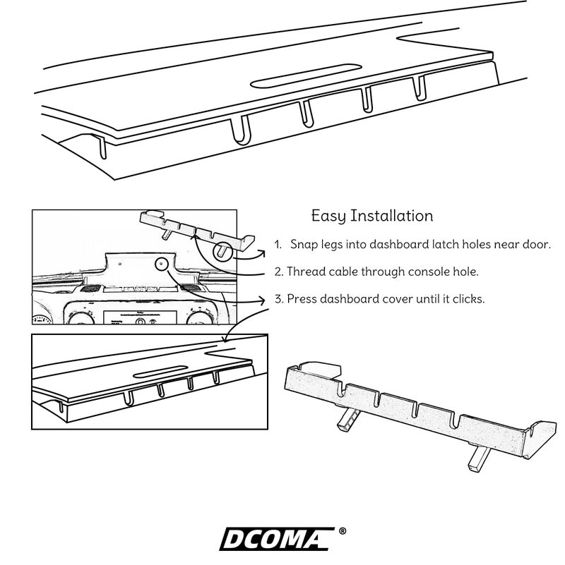 DCOMA Dash Charging Cabinet Cord Console for Mercedes-Benz VS30 Sprinter Vans â€“ 6 Cable Access Ports, No Drill Installation, Heat & UV Resistant, Sleek One-Piece Design for USB, Power Cables - Image 5
