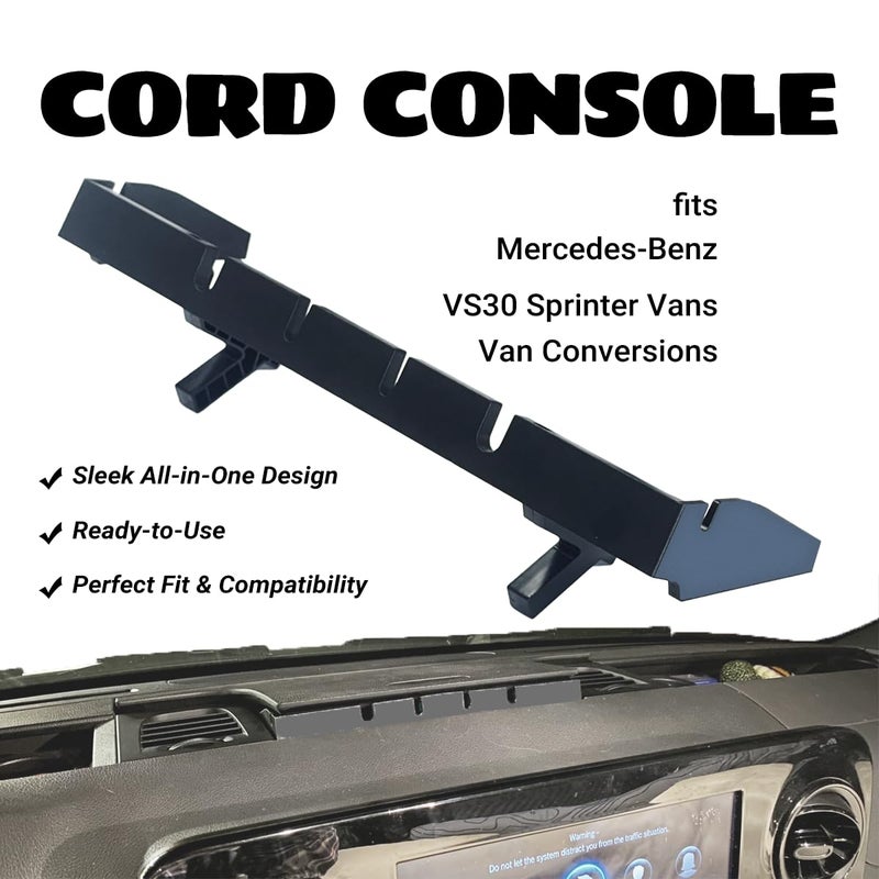 DCOMA Dash Charging Cabinet Cord Console for Mercedes-Benz VS30 Sprinter Vans â€“ 6 Cable Access Ports, No Drill Installation, Heat & UV Resistant, Sleek One-Piece Design for USB, Power Cables - Image 2