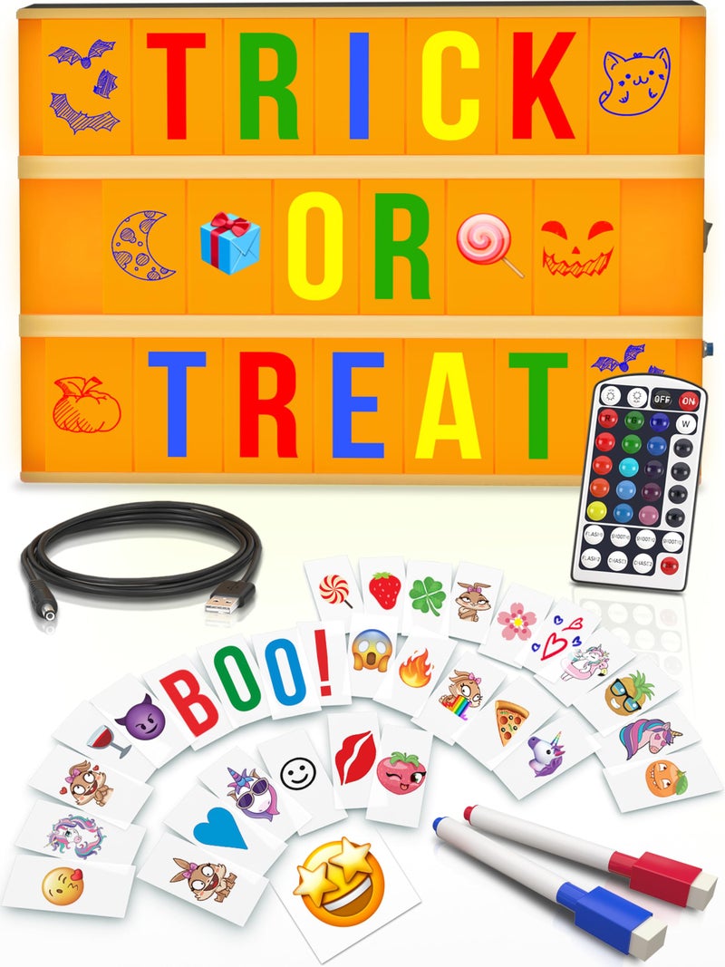 tricase Cinema Light Box with Letters – Marquee Color Changing Light Box Sign with 386 Black & Color Letters & Emoji & 2 Markers- Premium Light Up Letter Board – 16 Dimmable Remote-Controlled Colored Options - Image 1