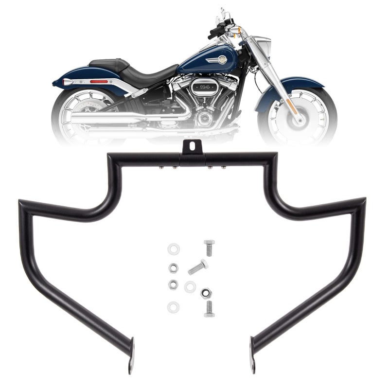 Kinglemc Crash Bar Engine Guard Highway Freeway Bar for Harley Davidson Softail FL Deluxe Fat Boy Slim Heritage Springer Classic Cross Bones Softail 20002017 BlackOrdinary Style