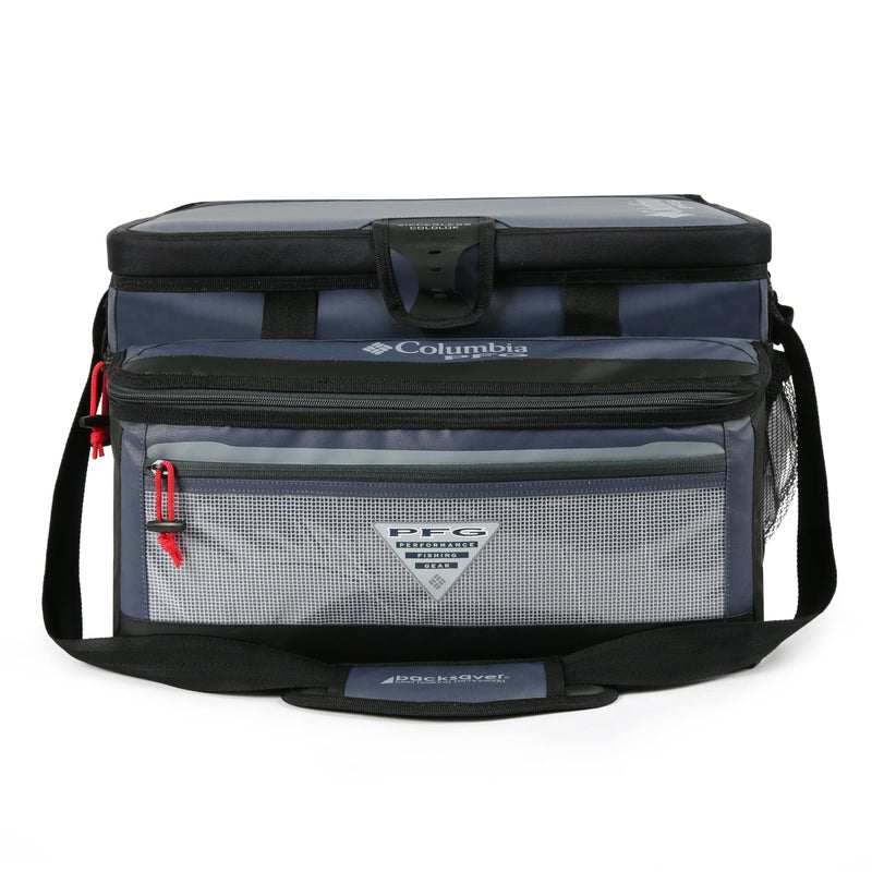 Columbia PFG Brewha Thermal Pack Cooler 58 Can Zipperless Hardbody Cooler with ThermaCool High Performance Insulation HardBody Liner SmartShelf Blue
