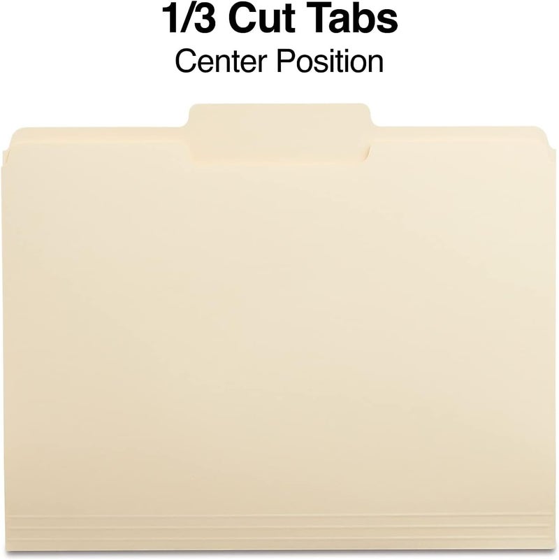 Staples File Folders, 1/3-Cut Tab, Center Position, Letter Size, Perfect for Home, Office or Classroom, 100-Pack, Manila - Image 3