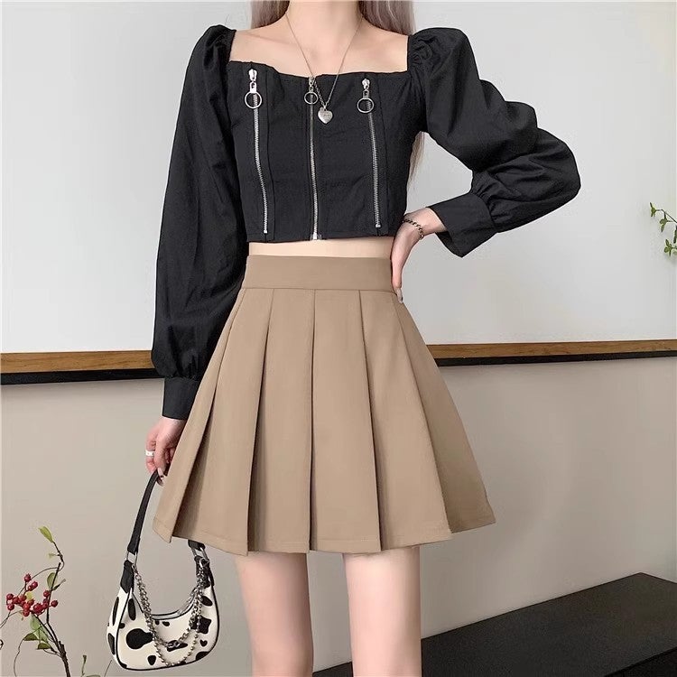 Black 204 Pleated Skirt Skirt Women'S Winter High Waist Draped A- Shaped Anti-Walking Short Skirt Small Umbrella Skirt - Image 4
