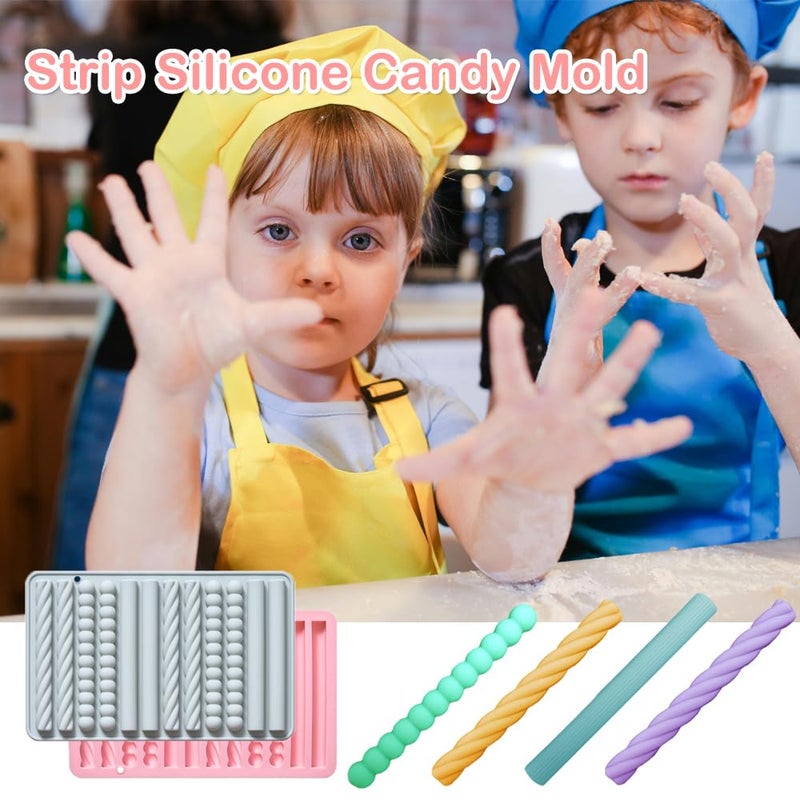 OURASHERO 2 Pack 12 Cavity Chocolate Molds Strip Silicone Molds Small Size Non-stick Pretzel Stick Mold for Cheese Gummy Chocolate Bar Crayon Cupcake Decoration Baby Finger Food Themed Party Props - Image 4