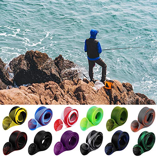 Kiikooll 12Pcs Rod Sock Fishing Rod Sleeve, Cover Braided Mesh Rod Protector Pole Gloves Fishing Tools. Flat or Pointed End/Spinning or Casting. for Casting Sea Fishing Rod/Spinning - Image 3