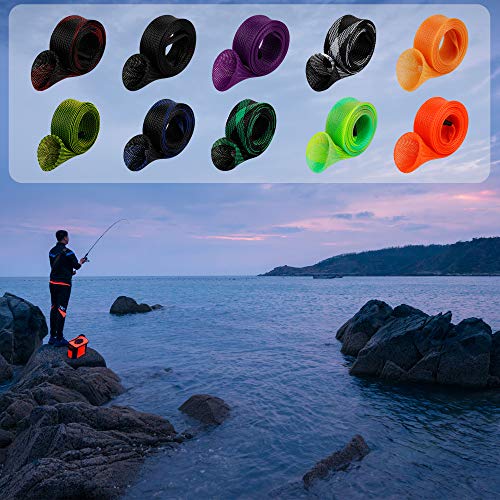 Kiikooll 12Pcs Rod Sock Fishing Rod Sleeve, Cover Braided Mesh Rod Protector Pole Gloves Fishing Tools. Flat or Pointed End/Spinning or Casting. for Casting Sea Fishing Rod/Spinning - Image 4