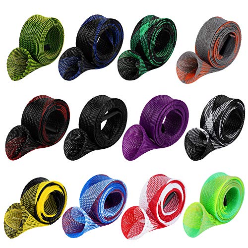 Kiikooll 12Pcs Rod Sock Fishing Rod Sleeve, Cover Braided Mesh Rod Protector Pole Gloves Fishing Tools. Flat or Pointed End/Spinning or Casting. for Casting Sea Fishing Rod/Spinning - Image 1