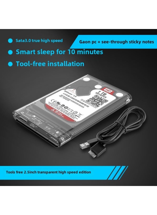 Generic Orico 2139u3 2.5-inch Laptop Hard Drive Box Ssd Solid State Drive Box Usb3.0 Mobile Hard Digital Computer Accessories-Color:Transparent Color  - Image 1