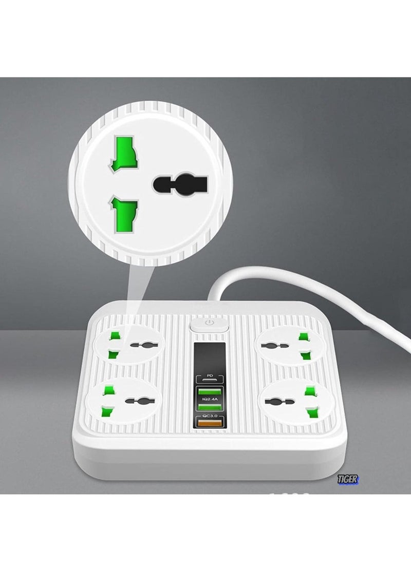 TIGER 2025 Power Strip Surge Protector, 4 Outlets, 3 USB Ports, 1 USB-C PD 40W QC3.0, 3000W, 6 Ft Extension Cord for Home, Office, Hotel, Smartphones & Tablets – Black  - Image 2