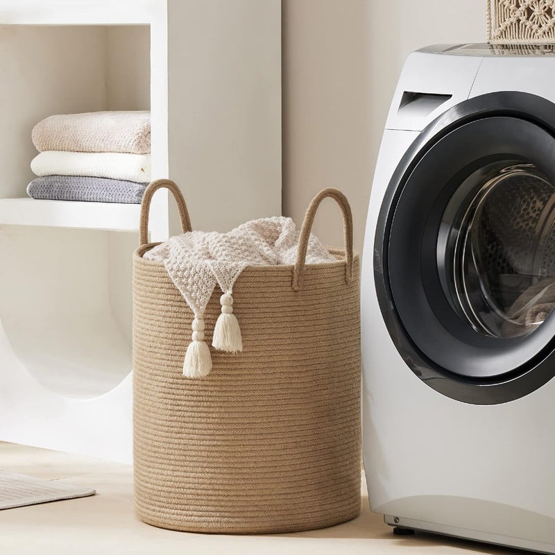 YOUDENOVA Jute Rope Laundry Hamper Basket by YOUDENOVA, 58L Tall Laundry Basket, Baby Nursery Hamper for Blanket Storage for Bedroom-Large-Jute - Image 5