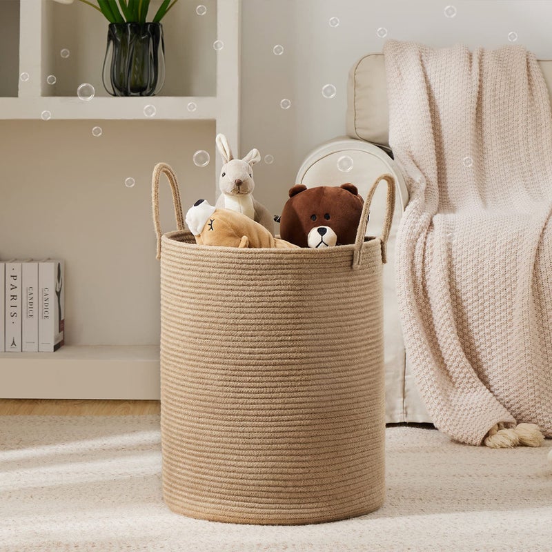 YOUDENOVA Jute Rope Laundry Hamper Basket by YOUDENOVA, 58L Tall Laundry Basket, Baby Nursery Hamper for Blanket Storage for Bedroom-Large-Jute - Image 2