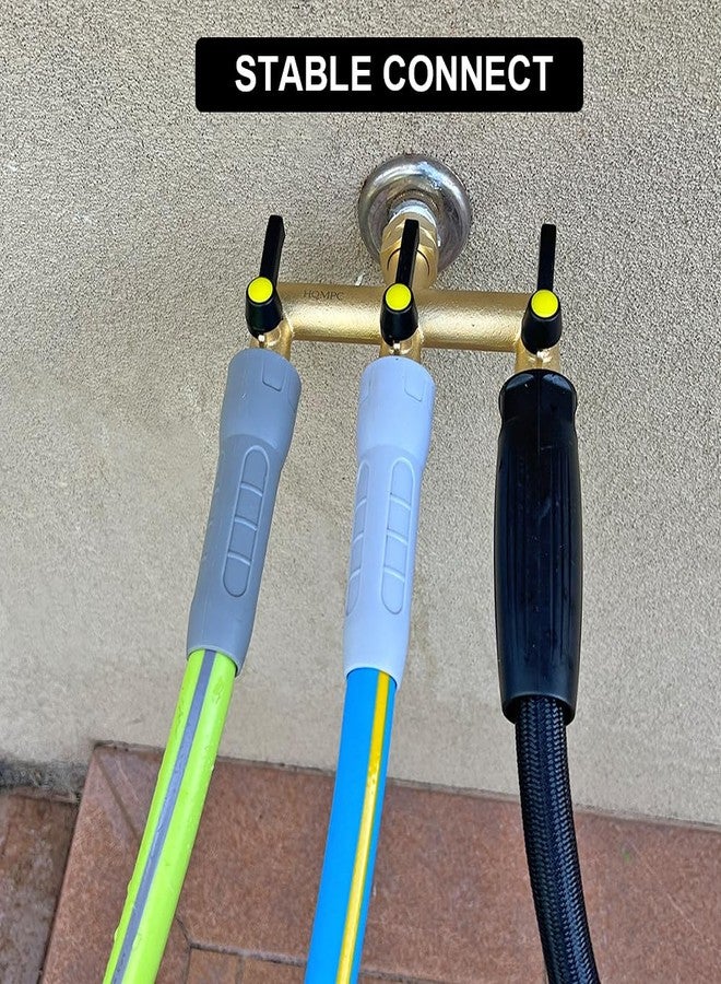 HQMPC Hose Splitter Garden Hose 3 Way Valve Hose Splitter Brass Hose Splitter With Solid Long Handle Brass Valve Water Waer Hose Spigot Splitter 3 Way Valve 3/4" GHT Thread - Image 4