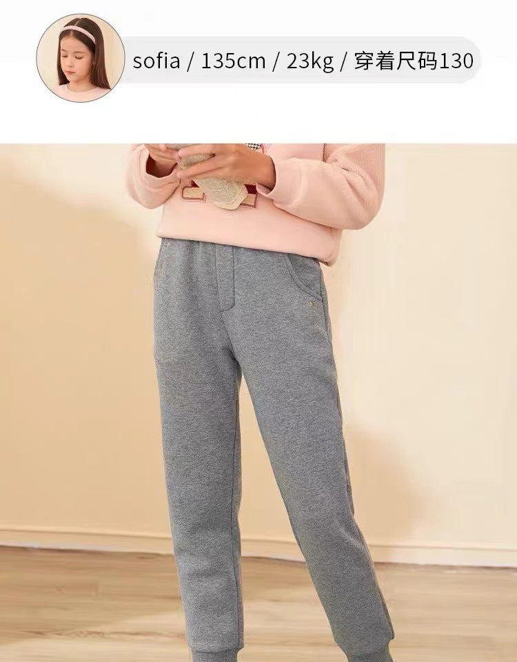 Thin Terry Fabric Loose-Fitting Elastic Cuffed Casual Sports Long Pants For Older Children And Students In College Style - Image 1