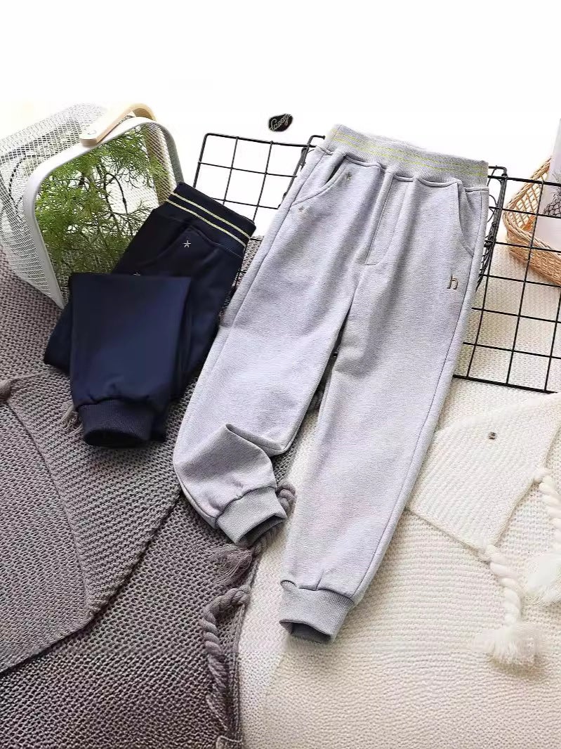 Thin Terry Fabric Loose-Fitting Elastic Cuffed Casual Sports Long Pants For Older Children And Students In College Style - Image 2