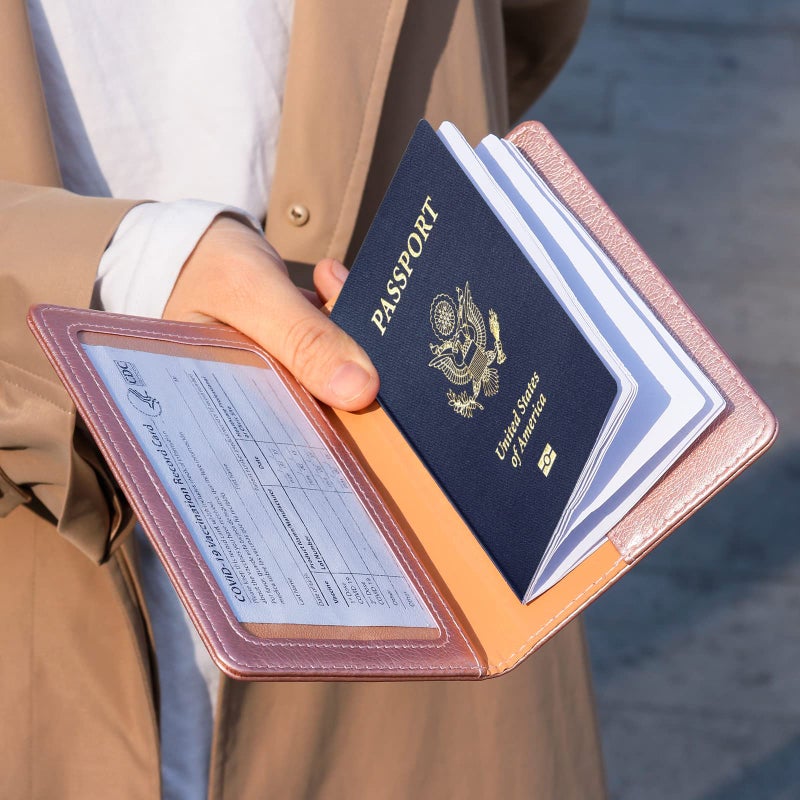 TIGARI Passport Holder for Travel, Slim Passport Cover for Women Men, Leather Passport Case Protector with Waterproof Slot, Family Vacation Plane Cruise Travel Essentials - Image 3