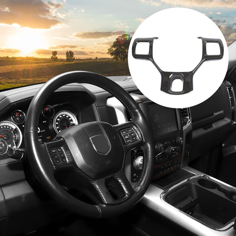 Hoolcar Interior Steering Wheel Cover ABS Trim for 20102017 Dodge RAM 1500 Accessories Carbon Fiber
