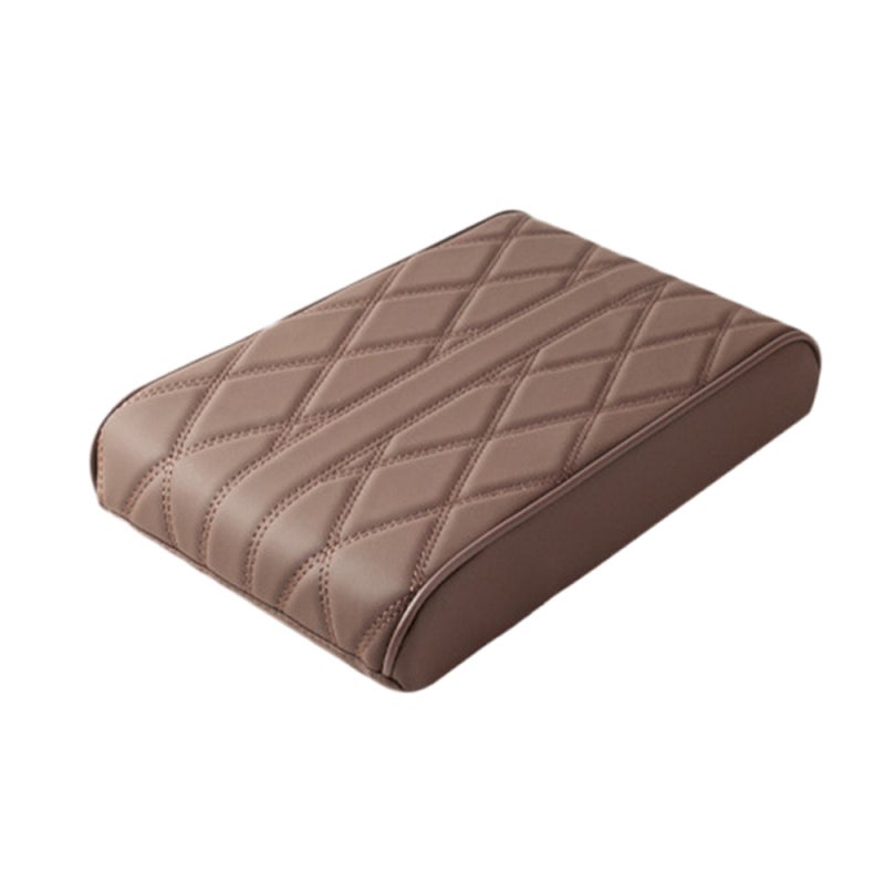 Car Center Console Cover Type 1 Brown - Superior PU Leather With Memory Foam Core Non-Slip Design Full Protection Easy Installation Armrest Pad For Long-Drive Car Owners - Image 1