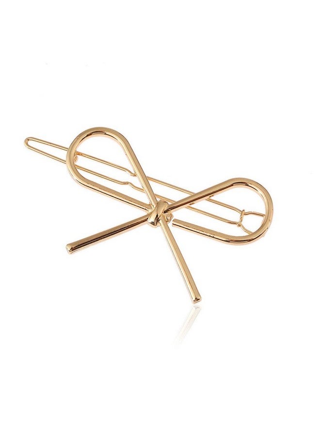 Teensery 4 Pcs Simple Hair Clips Metal Bow Shaped Hairpin Clamps Hair Accessories For Women And Girls (Gold And Silver)  - Image 2