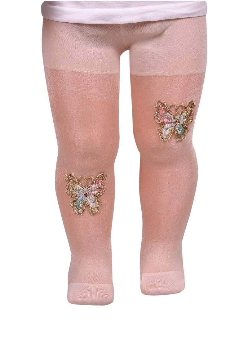 Ghils - Girls' Crystal Embroidered Tights - Image 1