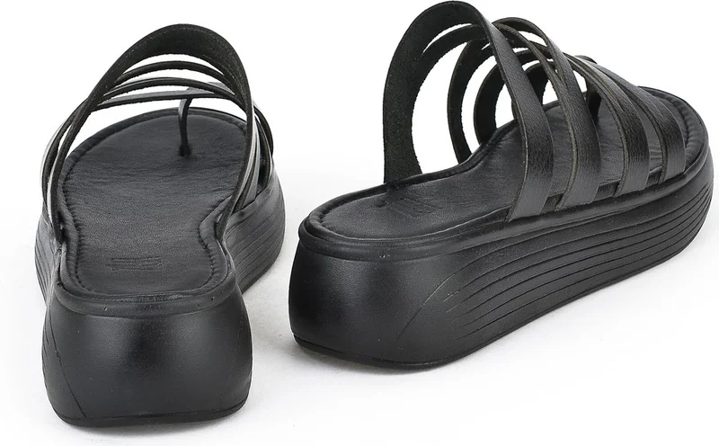 زيا Women's Leather Slippers 1311010 539 Black
