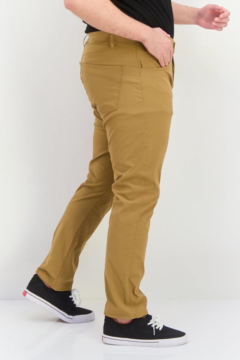 Desert Dunes Men Regular Fit Solid Chino Pants,  Dark Khaki  - Image 3