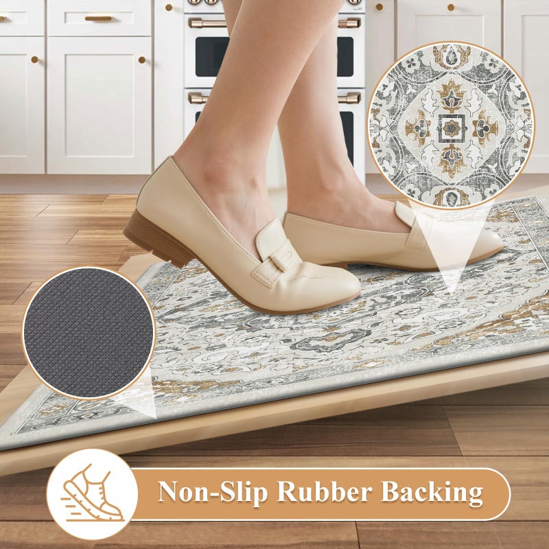 Ileading Anti Fatigue Kitchen Rugs Sets of 2 Cushioned Kitchen Mats for Floor Waterproof Kitchen Mat Set Non Slip Comfort Standing Mat for Kitchen, Office, Sink, Laundry - Image 4