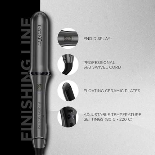 IKONIC Finishing Line Hair Iron Straightener With Digital Dispaly, Maximum Temperature Of 220 Degrees, Floating Ceramic Plates, Ionic Technology, Automatic Shutoff, For All Hair Type, Grey - Image 4