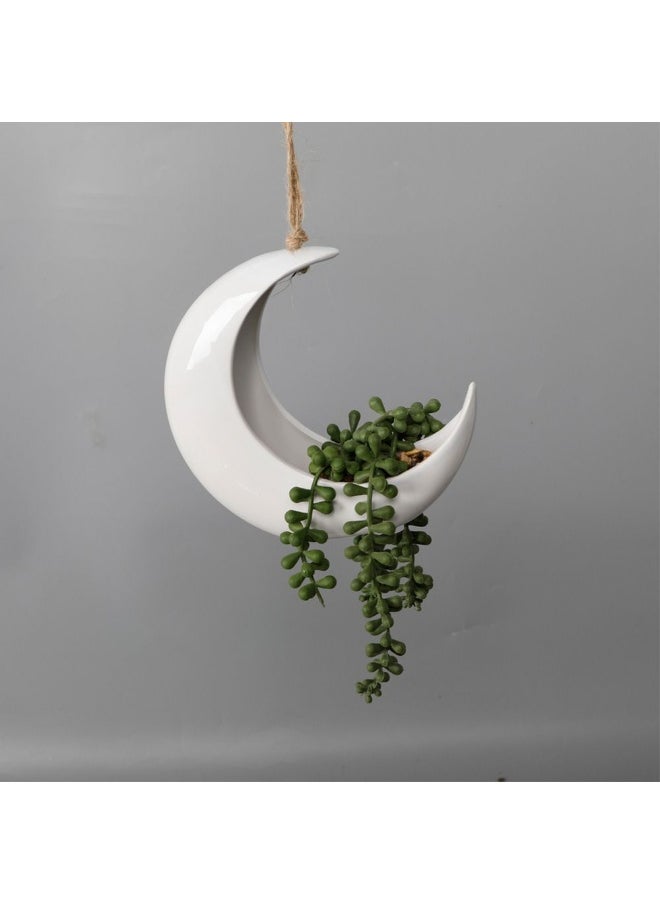 DANUBE HOME Danube Home Eternal Bliss Moon Fern Green Succulent With Pot - 18.7X8.8X17.1Cm Artificial Flower Decoration For Home & Office - Ivory & Beige Indoor Decor Collection Decorative Home Accessories 