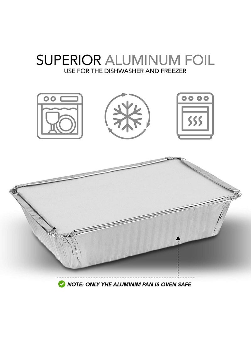 50 Pcs Aluminium Container 2.2LB（1000ml） with Lid, Disposable Combo Pack - Food Storage, Food Packaging Aluminium Food Storage Container, Aluminum Pans Take Out Containers with Lids  Disposable Aluminum Foil Oblong Pans with Cardboard Covers - To Go Food Storage Containers for Baking, Meal Prep, Takeout and Freezer  - Image 3