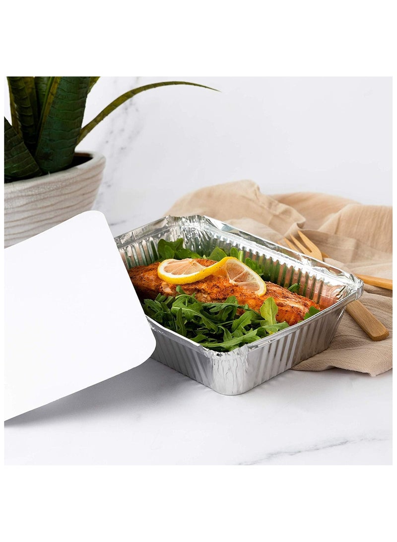 50 Pcs Aluminium Container 2.2LB（1000ml） with Lid, Disposable Combo Pack - Food Storage, Food Packaging Aluminium Food Storage Container, Aluminum Pans Take Out Containers with Lids  Disposable Aluminum Foil Oblong Pans with Cardboard Covers - To Go Food Storage Containers for Baking, Meal Prep, Takeout and Freezer  - Image 5