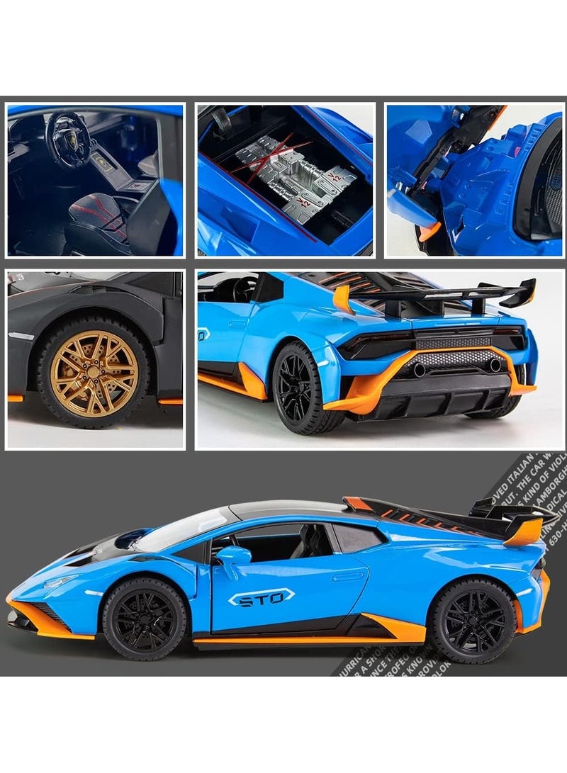 general 1:24 alloy model for Lamborghini Huracan STO 2021 toy car, pull back car model car toy for 3 to 12 years old children gift adult collection car model with lights and sounds - Image 3