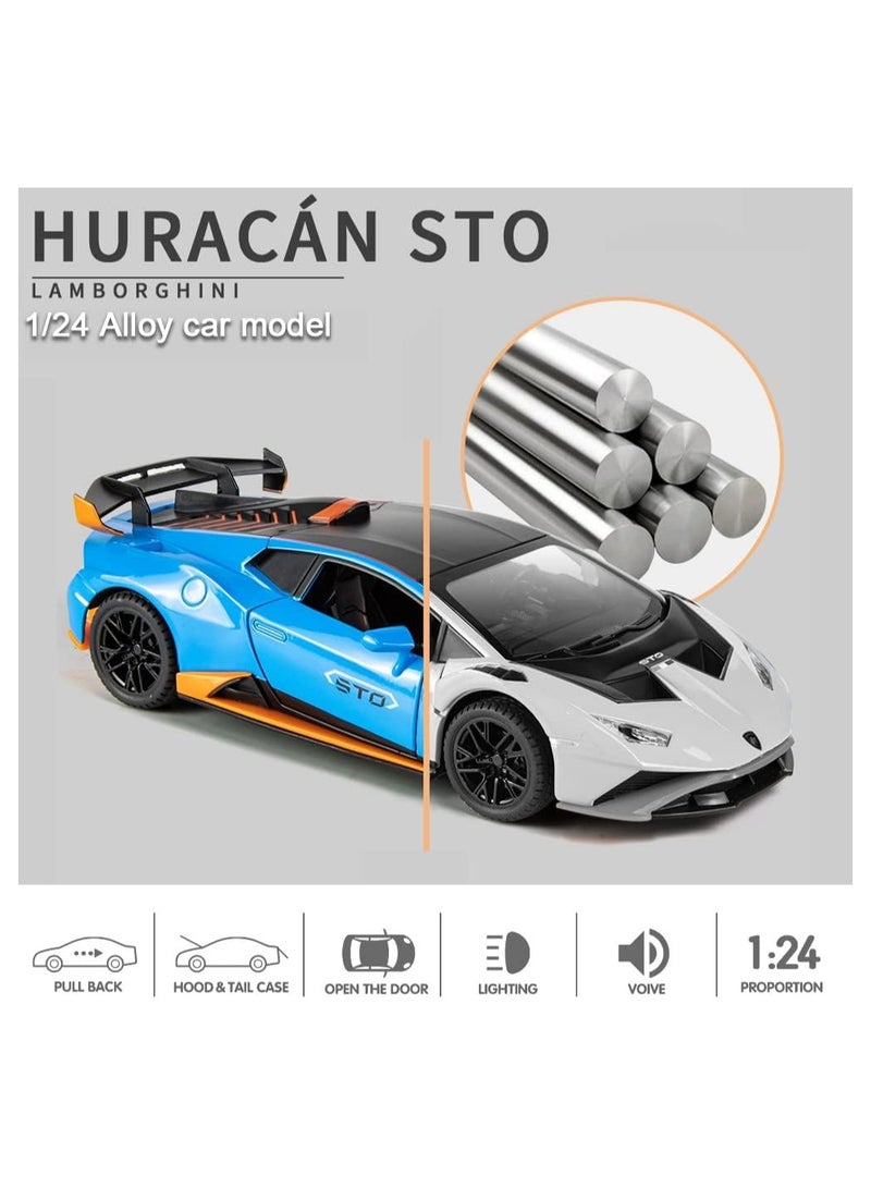 general 1:24 alloy model for Lamborghini Huracan STO 2021 toy car, pull back car model car toy for 3 to 12 years old children gift adult collection car model with lights and sounds - Image 4