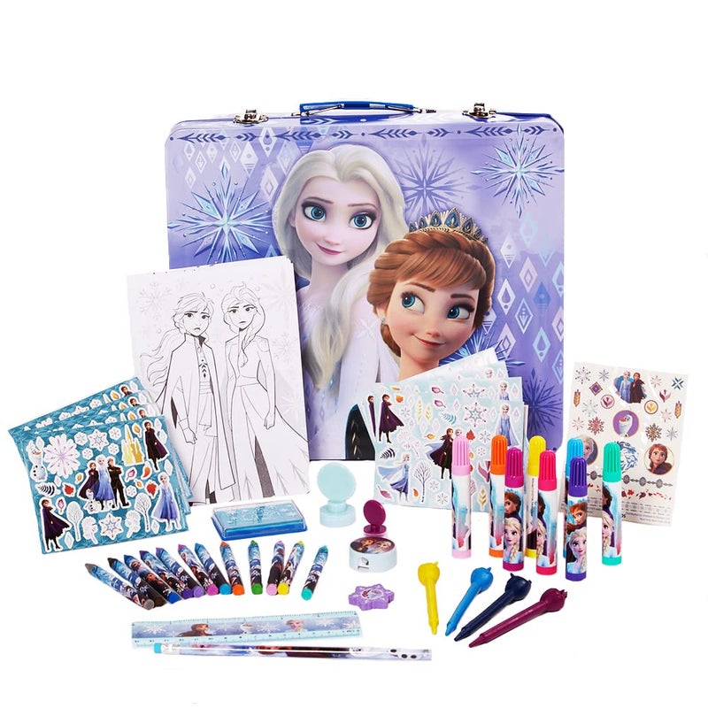 Innovative Designs Disney Frozen 2 Kids Deluxe Activity Set with Carrying Tin, Coloring Sheets, Tattoos, Stickers, & Art Supplies - Image 1