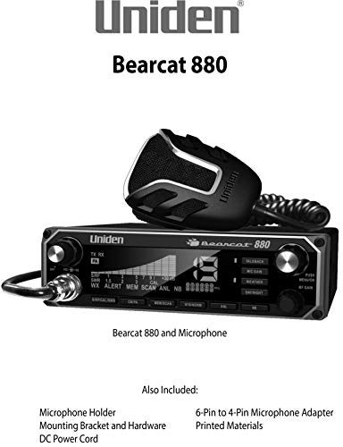 Uniden راديو CB من يونييدن BEARCAT 880 مع 40 قناة وشاشة LCD كبيرة سهلة القراءة بألوان 7 مع إضاءة خلفية، وأزرار تحكم مضاءة، وتنبيه الطقس NOAA، ومفتاح PA/CB، ومتوافق مع الميكروفون اللاسلكي. - Image 3