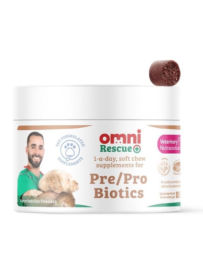 أومني مكملات غذائية لينة للمضغ من البريبايوتكس والبروبيوتكس لصحة أمعاء الكلاب علكات يومية للكلاب من الدرجة البيطرية تحتوي على الإينولين والكاولين تعزز صحة الجهاز الهضمي تقوية البراز 30 حصة مناسبة للكلاب الصغيرة من 0 إلى 15 كجم - Image 1