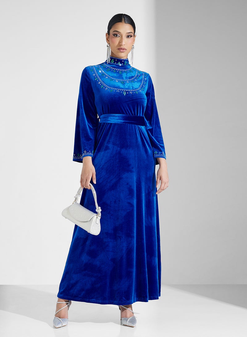 Khizana Velvet Embellished Dress - Image 1