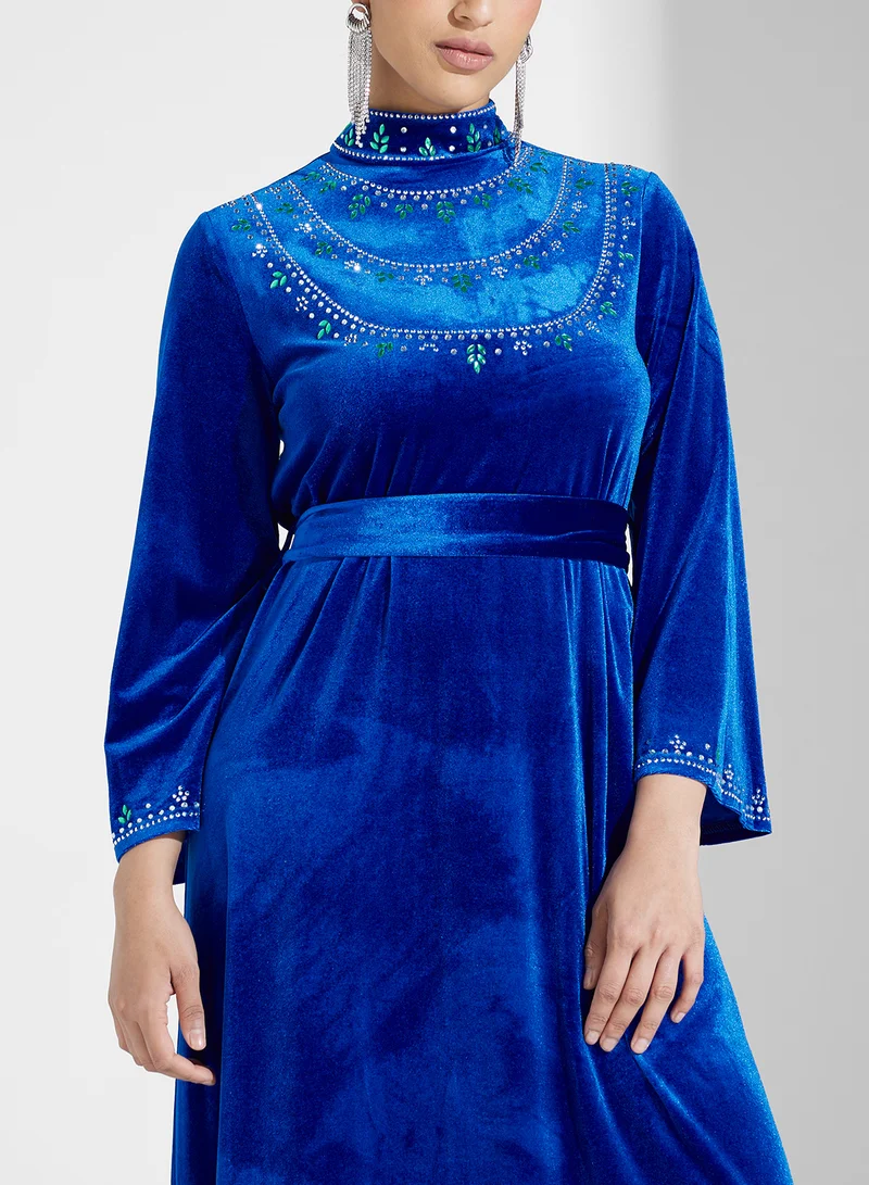 Khizana Velvet Embellished Dress