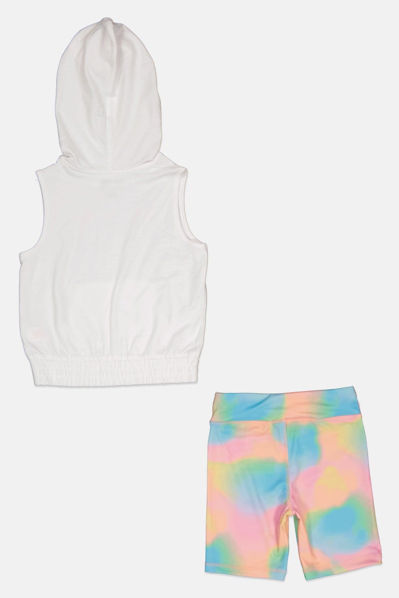 STEVE MADDEN Kids Girl 2 Piece Sleeveless Hoodie And Short Set, Multicolor  - Image 2